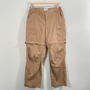 LL Bean Women Tan Sunsmart UPF 50 Convertible Hiking Nylon Cargo Pants M/P